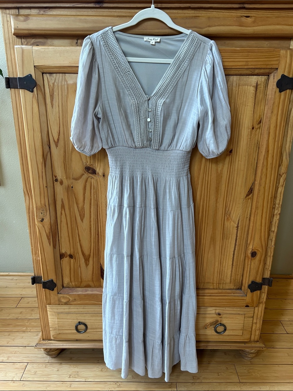 Kings Road Smocked Tiered Maxi Dress Bohemian CottageCore